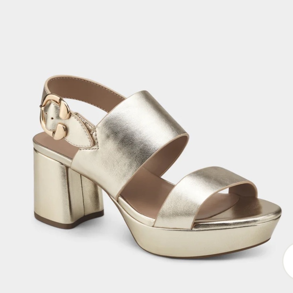 AEROSOLES Gold Block Heel Sandals Versatile Design - NWT & BOX